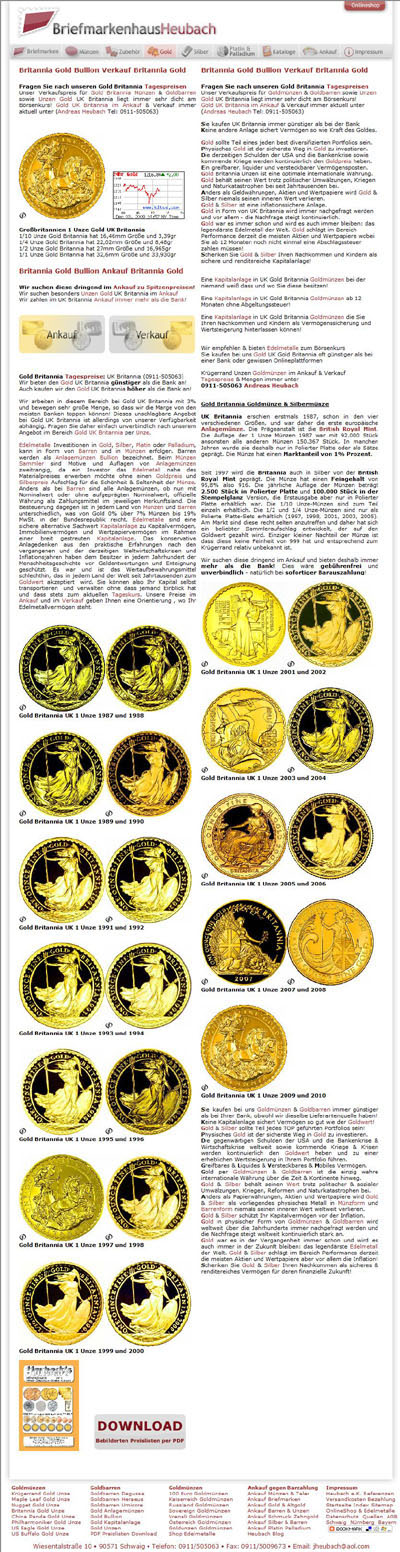 Briefmarkenhaus Heubach's Gold Sovereigns Half Sovereigns Page